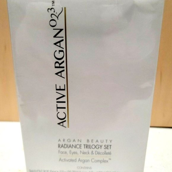 Active Argan O2.3 Beauty Radiance Trilogy Set 3 Pcs Face, Eyes, Neck, Decollette - Picture 1 of 2